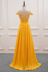 A-Line Wedding Guest Dresses Floral Dresses Evening Prom Wedding Party Sweep / Brush Train Sleeveless Off Shoulder Chiffon With Appliques