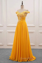 A-Line Wedding Guest Dresses Floral Dresses Evening Prom Wedding Party Sweep / Brush Train Sleeveless Off Shoulder Chiffon With Appliques