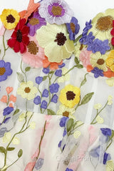 A-Line Wedding Guest Dresses Floral Dresses Wedding Guest Floor Length Sleeveless Illusion Neck Wednesday Addams Family Cotton Backless With Embroidery Appliques