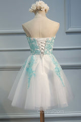 Adorable White Tulle Sweetheart Tulle Party Dresses , Homecoming Dresses , Lovely Party Dresses