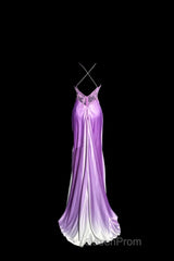 Aesthetic A Line Halter Neckline Lilac Satin Evening Prom Dresses Ruffle Long Party Dresses