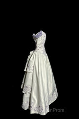 Aesthetic Ball Gown Off The Shoulder White Evening Prom Dresses Ruffle Long Party Dresses