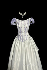 Aesthetic Ball Gown Off The Shoulder White Evening Prom Dresses Ruffle Long Party Dresses