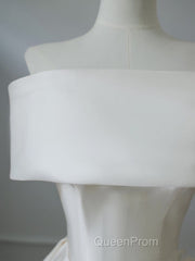 Aesthetic Ball Gown Strapless Ivory Satin Long Wedding Dresses Brides Dresses