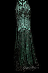 Aesthetic Mermaid Spaghetti Straps Green Evening Prom Dresses Long Party Dresses