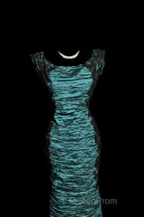 Aesthetic Mermaid Square Neckline Blue Taffeta Evening Prom Dresses Ruffle Long Party Dresses