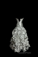 Aesthetic Mermaid Sweetheart Neckline Gray Taffeta Evening Prom Dresses Ruffle Long Party Dresses