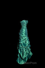 Aesthetic Mermaid Sweetheart Neckline Green Taffeta Evening Prom Dresses Ruffle Long Party Dresses