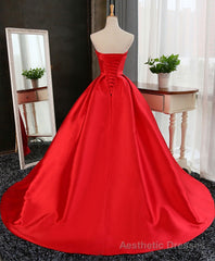 Aline Burgundy Satin Long Prom Gown, Evening Dress