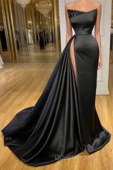 Amazing Long Black Sleeveless Graduation Dresses Evening Prom Dresses With Split Online
