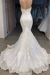 Amazing Sweetheart Mermaid White Wedding Dresses Off the shoulder Lace Bridal Gowns Online