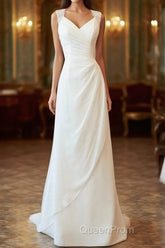 Awesome Long Sheath Lace Chiffon Backless Wedding Dresses