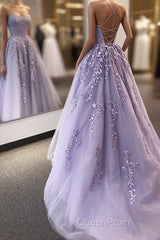 Backless Purple Lace Evening Prom Dresses with Train, Open Back Long Purple Lace Formal Evening Dresses
