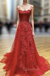 Backless Red Lace Evening Prom Dresses, Open Back Red Lace Evening Dresses
