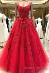 Backless Red Lace Evening Prom Dresses, Open Back Red Lace Formal Evening Graduation Dresses