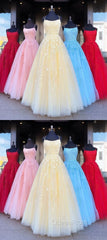 Backless Yellow Pink Blue Red Burgundy Lace Evening Prom Dresses, Backless Lace Formal Evening Bridesmaid Dresses