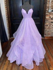 Ball Gown A-Line Evening Prom Dresses Dresses Formal Floor Length Sleeveless Tulle Backless With Pleats Ruffles