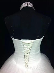 Ball Gown Halter Floor-Length Tulle Wedding Dresses With Beading