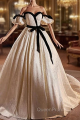 Ball Gown Ivory Off the Shoulder Evening Prom Dresses