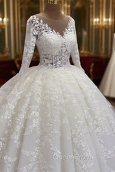 Ball Gown Long Sleeve Lace Wedding Dresses