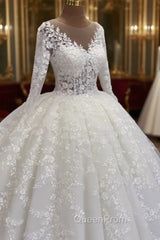 Ball Gown Long Sleeve Lace Wedding Dresses