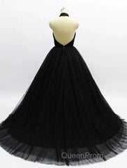 Ball Gown Evening Prom Dresses Open Back Dresses Wedding Party Court Train Sleeveless Halter Tulle Backless With Pleats