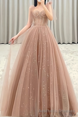 Ball Gown Sequin Floor Length Sleeveless Pink Prom Dress