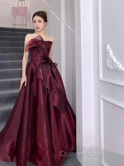 Ball Gown Strapless Burgundy Organza Evening Prom Dresses Evening Dresses