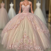 Ball Gown Sweet 16 Dresses Princess Quinceanera Dresses Lace Appliques Sweet 15 Party Evening Prom Ball Gowns