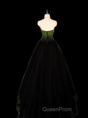 Ball Gown Sweetheart Tulle Black Evening Prom Dresses Evening Dresses