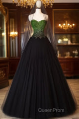 Ball Gown Sweetheart Tulle Black Evening Prom Dresses Evening Dresses