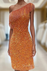 Beaded Fringe Orange Tight Short Homecoming Dresses Cocktail Dresses Wedding