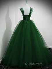 Beaded Tulle Off Shoulder Long Party Dresses Tulle A-Line Evening Prom Dresses Ball Gown Quinceanera Dresses