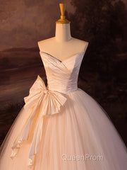 Beautiful A-Line Strapless Tulle Long Evening Prom Dresses Evening Dresses