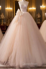 Beautiful A-Line Strapless Tulle Long Evening Prom Dresses Evening Dresses