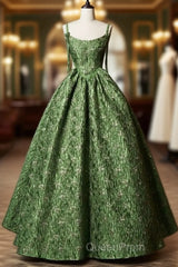Beautiful Ball Gown Green Lace Evening Prom Gown Long Evening Prom Dresses