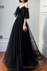 Beautiful Black Off the Shoulder Evening Dress Prom Dresses
