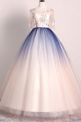 Beautiful Gradient Ball Gown Long Party Dresses, Gradient Formal Dresses