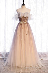 Beautiful Gradient Tulle With Straps Sweetheart Party Dresses, A-Line Tulle Evening Dresses Evening Prom Dresses