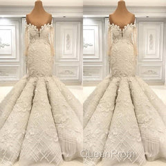Beautiful Ivory Mermaid Sweetheart Lace Bridal Gowns for Wedding