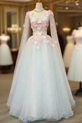 Beautiful Light Blue Long Formal Dresses Party Dresses, Unique Blue Evening Prom Dresses Gown