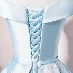 Beautiful Light Blue Satin Sweetheart Homecoming Dresses, Blue Short Evening Prom Dresses