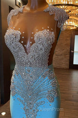 Beautiful Long Sleeveless Mermaid Evening Prom Dresses With Beading