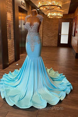 Beautiful Long Sleeveless Mermaid Evening Prom Dresses With Beading