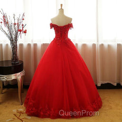 Beautiful Red Tulle Sweet 16 Gowns, Evening Prom Gowns, Red Party Dresses