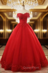 Beautiful Red Tulle Sweet 16 Gowns, Evening Prom Gowns, Red Party Dresses