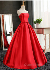 Beautiful Satin Scoop Floor Length Ball Evening Prom Dresses , Dark Red Sweet 16 Gown
