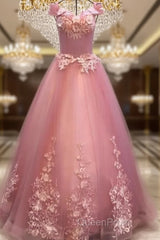 Beautiful Sweetheart Pink Tulle Party Dresses, Pink Formal Dresses