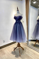 Beautiful Sweetheart Tulle With Lace Short Evening Prom Dresses, Purple Homecoming Dresses