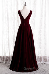 Beautiful Wine Red Simple Long A-Ine Wedding Party Dresses, Dark Red Evening Prom Dresses